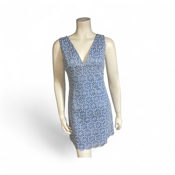 Michael Kors Collection made Italy blue Floral Embroidered Sheath Dress Size 4 - Picture 1 of 4